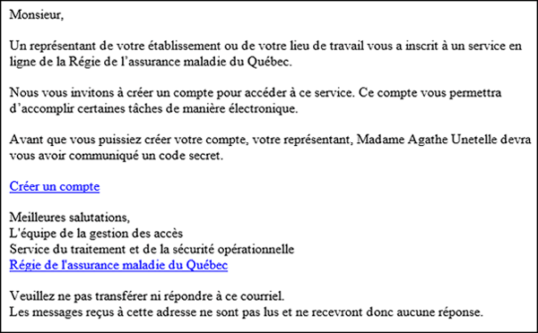 Inscription aux services en ligne de la RAMQ pour le personnel en santé